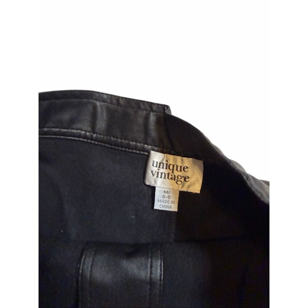 Unique Vintage Vegan Leather A-line Skirt Full Circle Buttons Pockets Medium - Picture 2 of 7